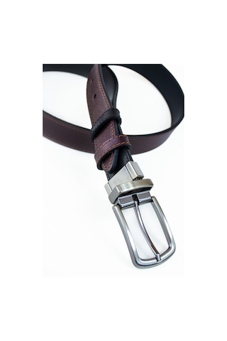 Çift Taraflı Döner Tokalı Hakiki Deri 3.5cm Klasik Erkek Kemeri