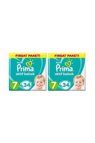 Prima Pampers Aktif Bebek Fırsat Paketi Bebek Bezi 15+ KG 7 Beden 2 x 34 Adet 2'li