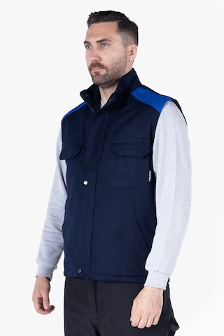 Dik Yakalı Kapitoneli Yelek Lacivert - Saks Mavi