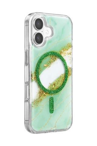 Onegif Apple Uyumlu iPhone 17 Lotus Simli Magsafe Kapak - Yeşil Diğer