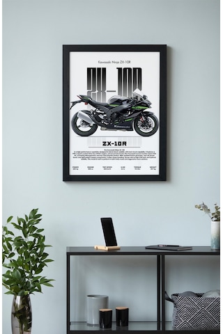 Kawasaki Ninja Zx-10r Ahşap Çerçeveli Poster Tablo Wsbk Şampiyon Tasarımı