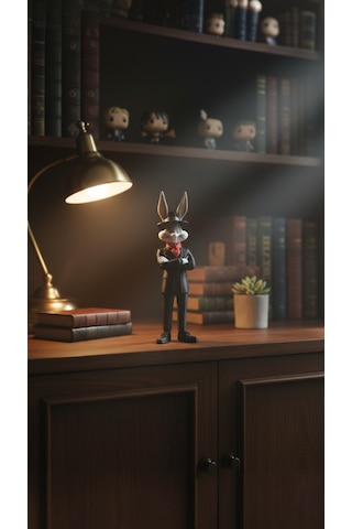 Looney Tunes Bugs Bunny Figürü - Klasik Takım Elbiseli Özel Tasarım Koleksiyonluk Biblo / Figür