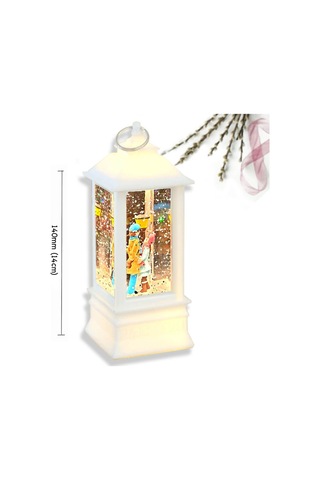 Sokak Lambası Romantik Aşıklar Işıklı Sim Kar Küresi & Mini Peluş Ayıcık