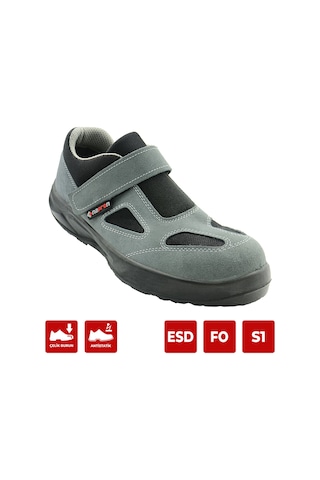 As9000 Gri Süet Kaplama Çelik Burunlu Suya Dayanıklı İş Ayakkabısı S1 45 Numara Gri