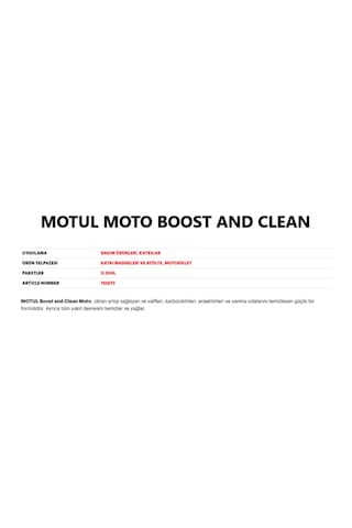 Motul Boost And Clean Moto 200 ML