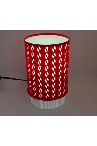 Cevizdizayn Abajur Kahve Aşkı Kırmızı Kahve Temalı Masa Lambası Kırmızı