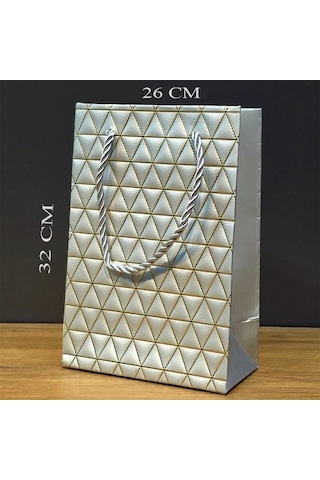 Freedom Store Büyük Boy Gümüş Ve Gold Desenli Karton Çanta