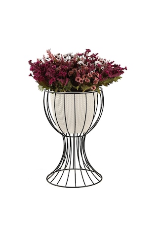 Anafor Saksılık Siyah 43 Cm Krem Saksı