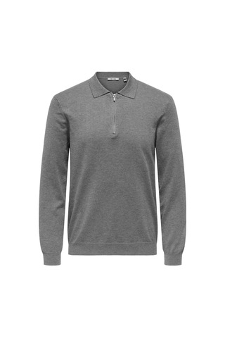 Only & Sons Onswyler Lıfe Reg 14 Half Zıp Polo Knıt Erkek Gray Kazak - 22034225 Gri