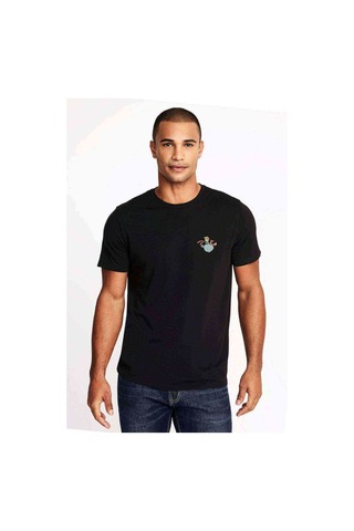 Küçük Prens Göğüs Baskı Çizgi Film Baskılı Siyah Erkek Tshirt