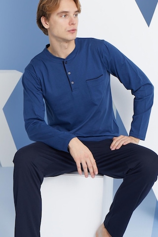 Kly Erkek Uzun Kol Midi Yaka İndigo Pijama Takımı C9t2n5o0 001
