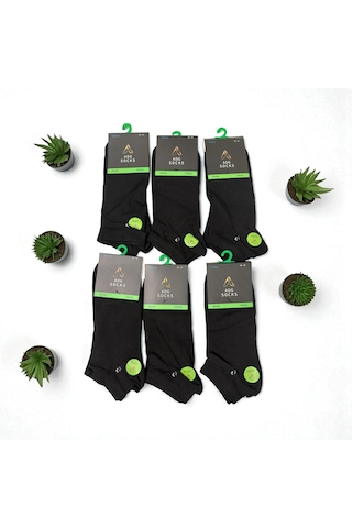 Erkek Kısa Dikişsiz Bambu Çorap 6'lı Ve 12'li Siyah