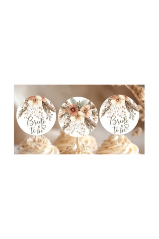 15adet Cupcake Kürdanı Bohem Çiçekli Bride To Be Gelin Oluyor Düğün Kına Gecesi Bekarlığa Veda Süsü