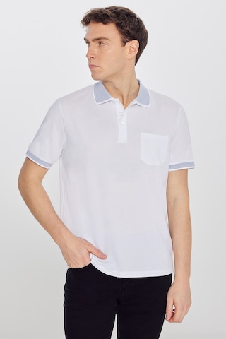 Ac&Co / Altınyıldız Classics Erkek Beyaz-Beyaz Polo Yaka Cepli Regular Fit Bol Kesim Düz Tişört 4A4820200004Bby4XL Beyaz