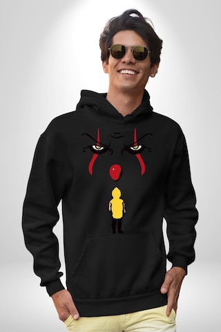 Pennywise Vs Georgie Korku Filmi Kadın Erkek Siyah Kapüşonlu Sweatshirt Hoodie Siyah