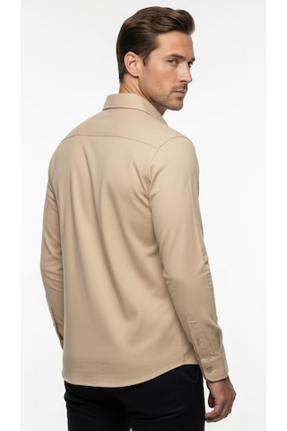 Plus Scorpion Erkek Beyaz Klasik Gömlek Slim Fit, Düz Model, Şık Ofis & Günlük Kombin Bej