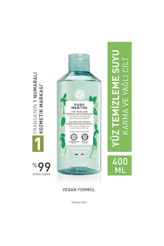 Yves Rocher Karma ve Yağlı Ciltler İçin Gözenek Sıkılaştırıcı Pure Menthe Prebiyotik Miseler Su 400 ML