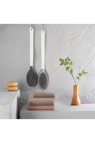 Mainshop 1 Adet Uzun Saplı Vücut Masaj Fırçası, Çift Taraflı Sırt Kese Banyo Duş Masaj M-152