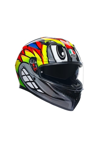 Agv K3 Birdy 2.0 Kapalı Motosiklet Kaskı Gri - Kırmızı - Sarı