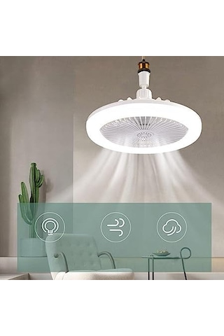 Konesam Led Işıklı Tavan Fanı, Sessiz Motorlu Ve Zamanlayıcıyla, 3 Renk Aydınlatma Ve Hız Ayarlı, Ev Ve Café İçin 2-in-1 Tasarım Beyaz