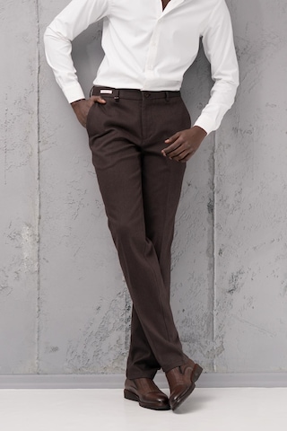 Ecer Regular Fit Düz Kalın Kışlık Gabardin Yan Cepli Pantolon Kahverengi