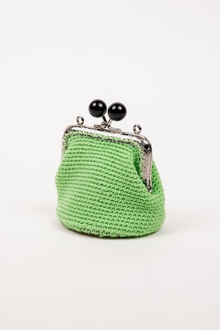 Fabric Craft Bag Bozuk Para Cüzdanı Merserize İplik Klipsli Örgü Açık Yeşil