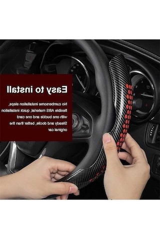 Novahub Kahverengi Karbon Fiber Abs Direksiyon Kılıfı - 38 Cm Evrensel Araba Direksiyon Takviye Kapağı Kahverengi