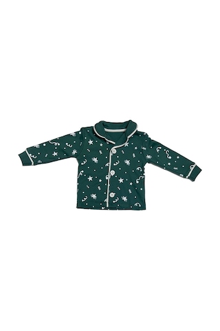 Babysena Yıldız Desenli Erkek Bebek Pijama Takımı Koyu Yeşil