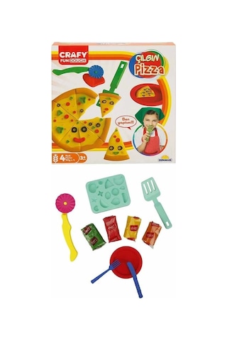 Crafy Çılgın Pizza Oyun Hamuru Seti 200 G 10 Parça Çok Renkli