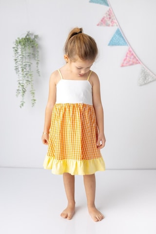 Zeyland Kız Çocuk Pötikare Desenli Elbise-oranj Turuncu