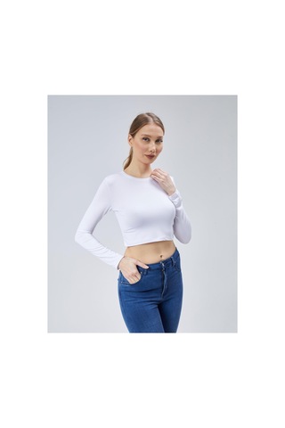 Virago Soft Touch Yuvarlak Yaka Crop Uzun Kol Bluz/body Beyaz - 686786242 Beyaz - 686786242 Beyaz