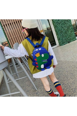 Arelene 2x Sevimli Çocuk Anaokulu Okul Çantası 3d Karikatür Dinozor Mini Sırt Çantası Erkek Bebek Kız Okul Çantası Mavi