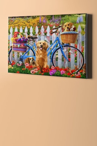 Webstyle Sevimli Köpekler Ve Bisiklet Sayılarla Boyama Seti Kasnaklı 40 X 50 Cm