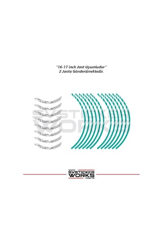 Bajaj Rs200 Jant Sticker Dış Ve İç Set Sticker Jant Şeridi Turkuaz 16860442