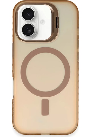 Newface Apple Uyumlu iPhone 16 Plus Kılıf Primera Magsafe Standlı Kapak - Gold Altın
