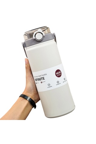 316 Paslanmaz Çelik Termos Bardak 1000ml Büyük Kapasiteli-bej