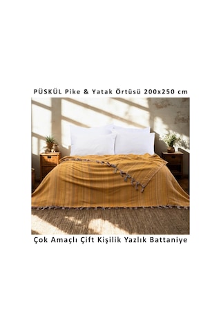 Püskül Boho Çift Kişilik Yatak Örtüsü Ve Pike /%100 Pamuklu İnce Hafif Yazlık Battaniye & Dekoratif Koltuk Çok Renkli