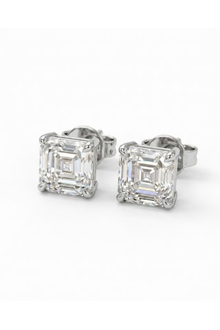 Kadın Moissanite Kare Tek Taş Gümüş Küpe
