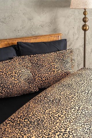 Soley Panthera %100 Pamuk King Size Saten Nevresim Takımı Kahverengi