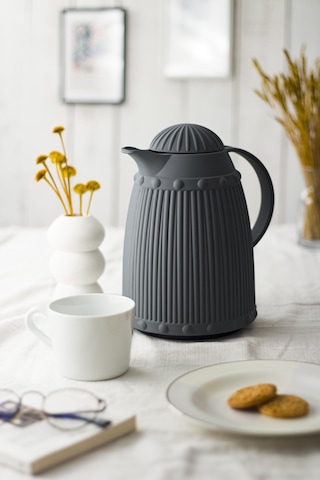 Isı Yalıtımlı Çay Ve Soğuk Su Termosu Soft Gri (12 Saat Sıcak Tutar& İçi Camdır) 1 LT