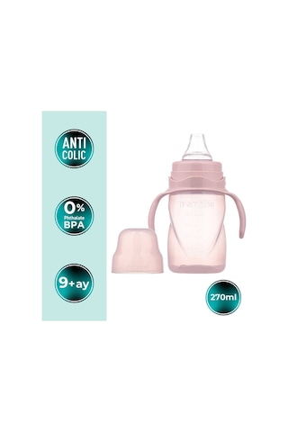 Mamajoo Antikolik Biberon 150 ml & Antikolik Akıtmaz Alıştırma Bardağı 270 ml – Powder Pink