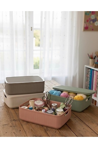 Okyanus Home Linea Smart Box Multi Renk 4,5 Lt 4 Adet Kapaklı Çok Amaçlı Saklama Kutusu Renkli