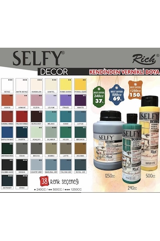 Rich Selfy Decor Kendinden Vernikli Mobilya Boyası 500 Cc Elizya