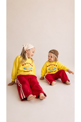 Elzo Collection Erkek Çocuk Butter Ön Arka Baskılı Üst Çizgili Alt 3 İplik Kumaş Alt Üst Takım Çok Renkli