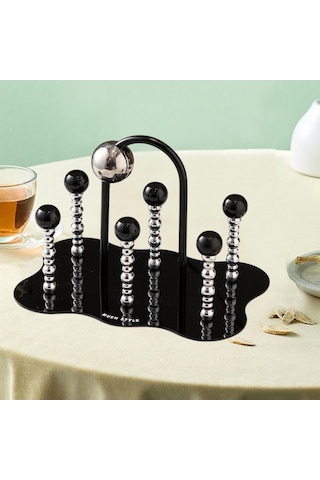 Trendooze 6 Süzgeci Yemek Masası Bardak Kurutma Rafı Ters Ofis Siyah Siyah