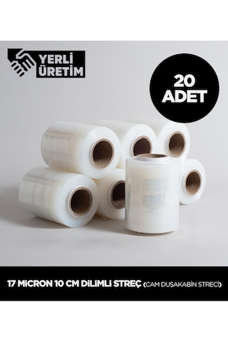 17 Micron 10 Cm Dilimli Streç Cam Duşakabin Streci - 20 Adet