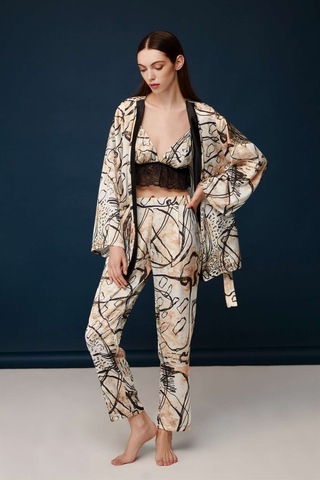 Bonnie&Clyde - Kadın Baskılı Saten 3 lü Takımı -5235 Çok renkli