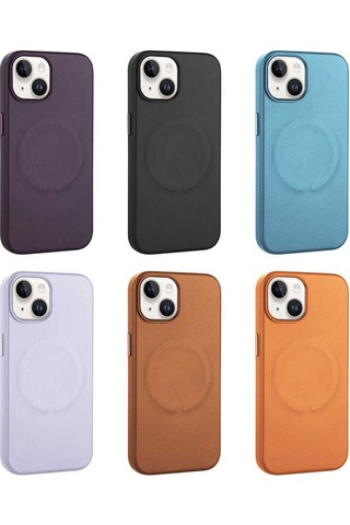 Apple Uyumlu iPhone 14 Plus Pu Deri Magsafe Wireless Şarj Özellikli Zore Derix Kapak