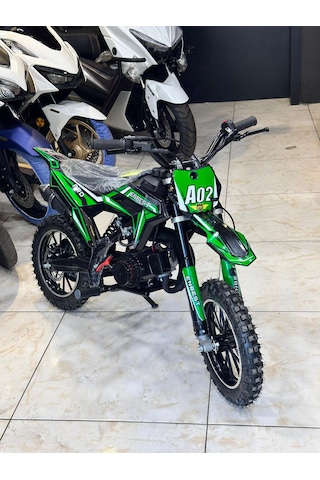 Enbest Benzınlı Çocuk Cros Motoru Hidrolik Frenler 7-17 Yaş Yeşil