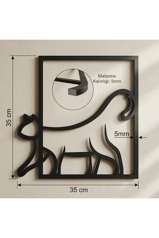 Modern Kedi Duvar Tablosu Mdf Lazer Kesim Minimal Kedi Figürlü Duvar Süsü Şık Dekor